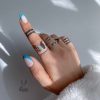 پک انگشتر زنانه نقره‌ای مینیمال با طرح پروانه